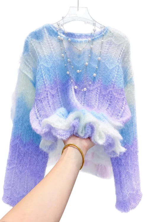 Dame Strikpullover Oversized Boheme Stil 0
