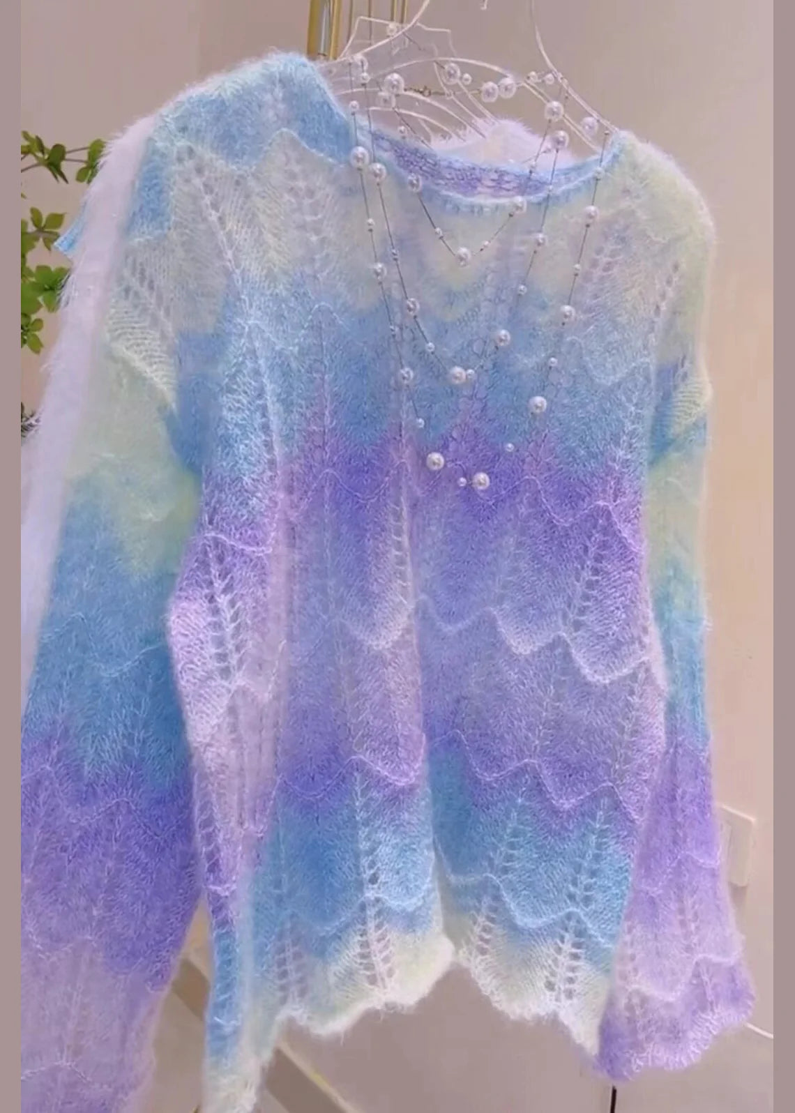 Dame Strikpullover Oversized Boheme Stil 2