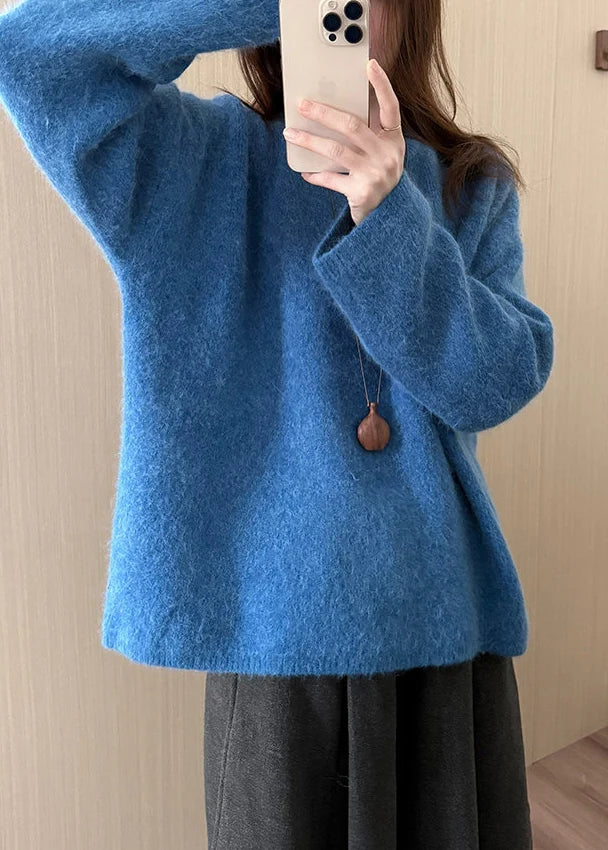 Dame Strikpullover Oversized O-hals Komfortabel Pasform 1