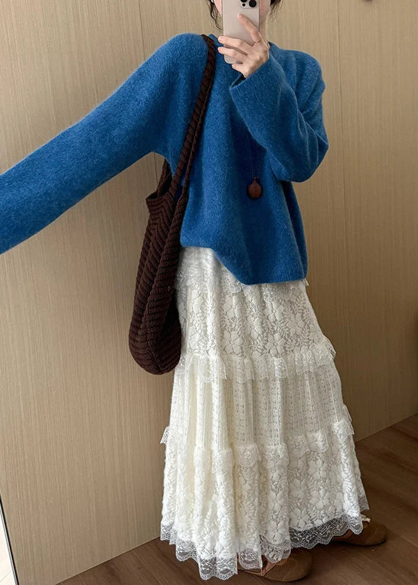 Dame Strikpullover Oversized O-hals Komfortabel Pasform 3