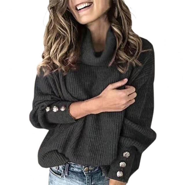 Dame Striktrøje Højhalset Oversized 4