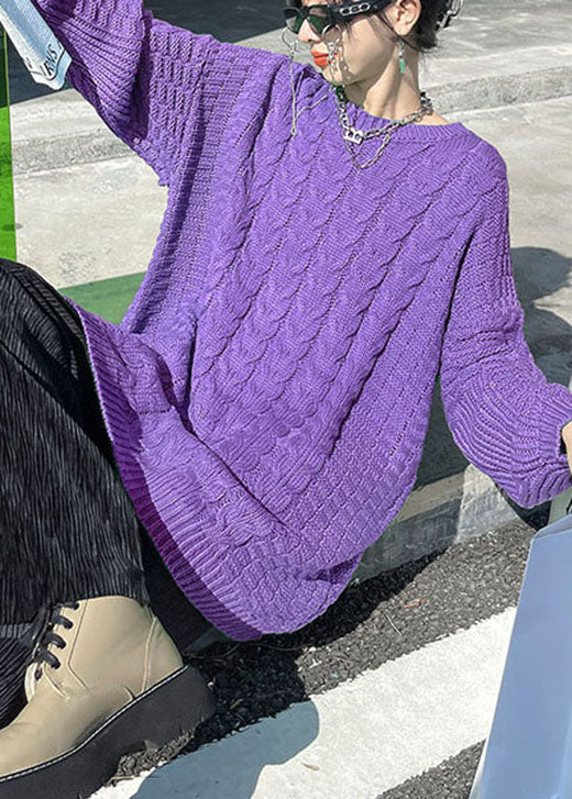 Dame Striktrøje Løs O-hals Casual Stil 2