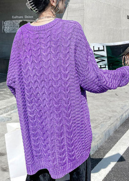 Dame Striktrøje Løs O-hals Casual Stil 3