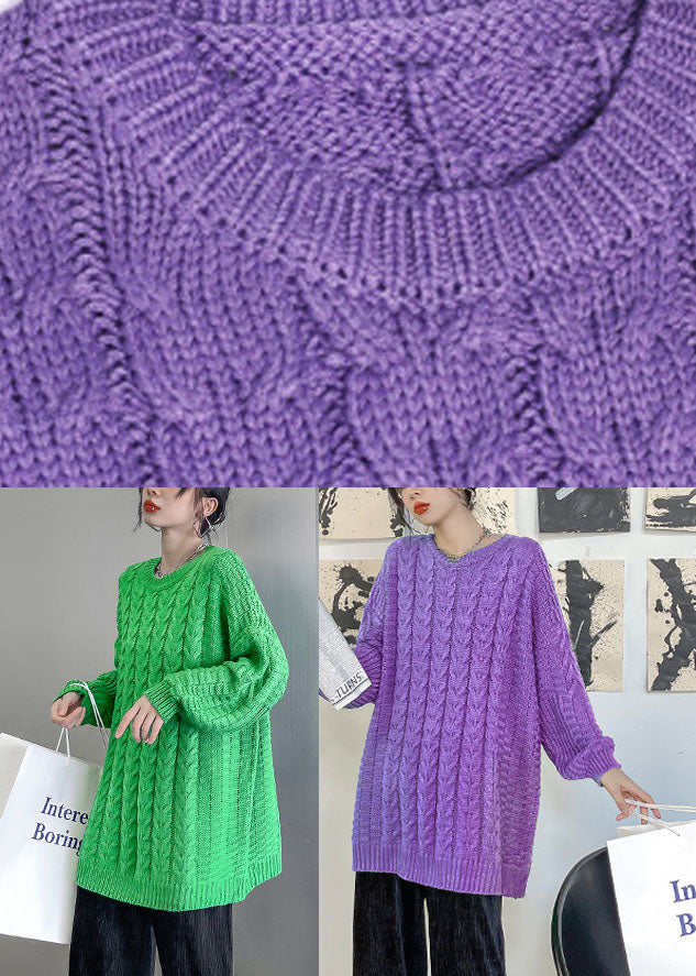 Dame Striktrøje Løs O-hals Casual Stil 4