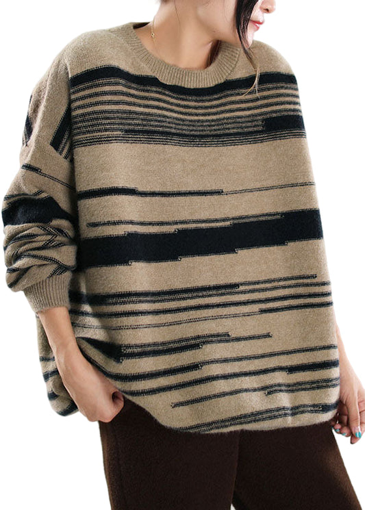 Dame Striktrøje Stribet Langærmet Trendy Design 0