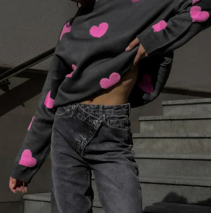 Dame Striktrøje Trendy Ribbede Detaljer 6
