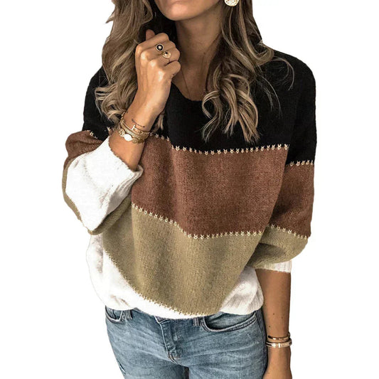 Dame Sweater Colorblock Casual Stil 3