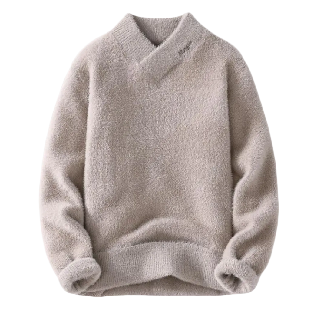 Dame Sweater Høj V-Udskæring Med Drop-Skuldersømme 0