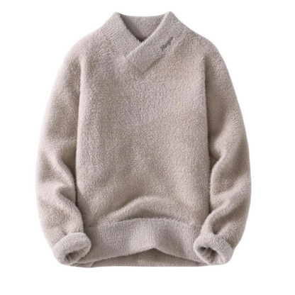 Dame Sweater Høj V-Udskæring Med Drop-Skuldersømme 0