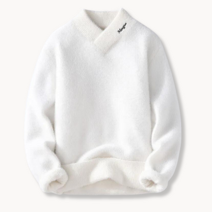 Dame Sweater Høj V-Udskæring Med Drop-Skuldersømme 1