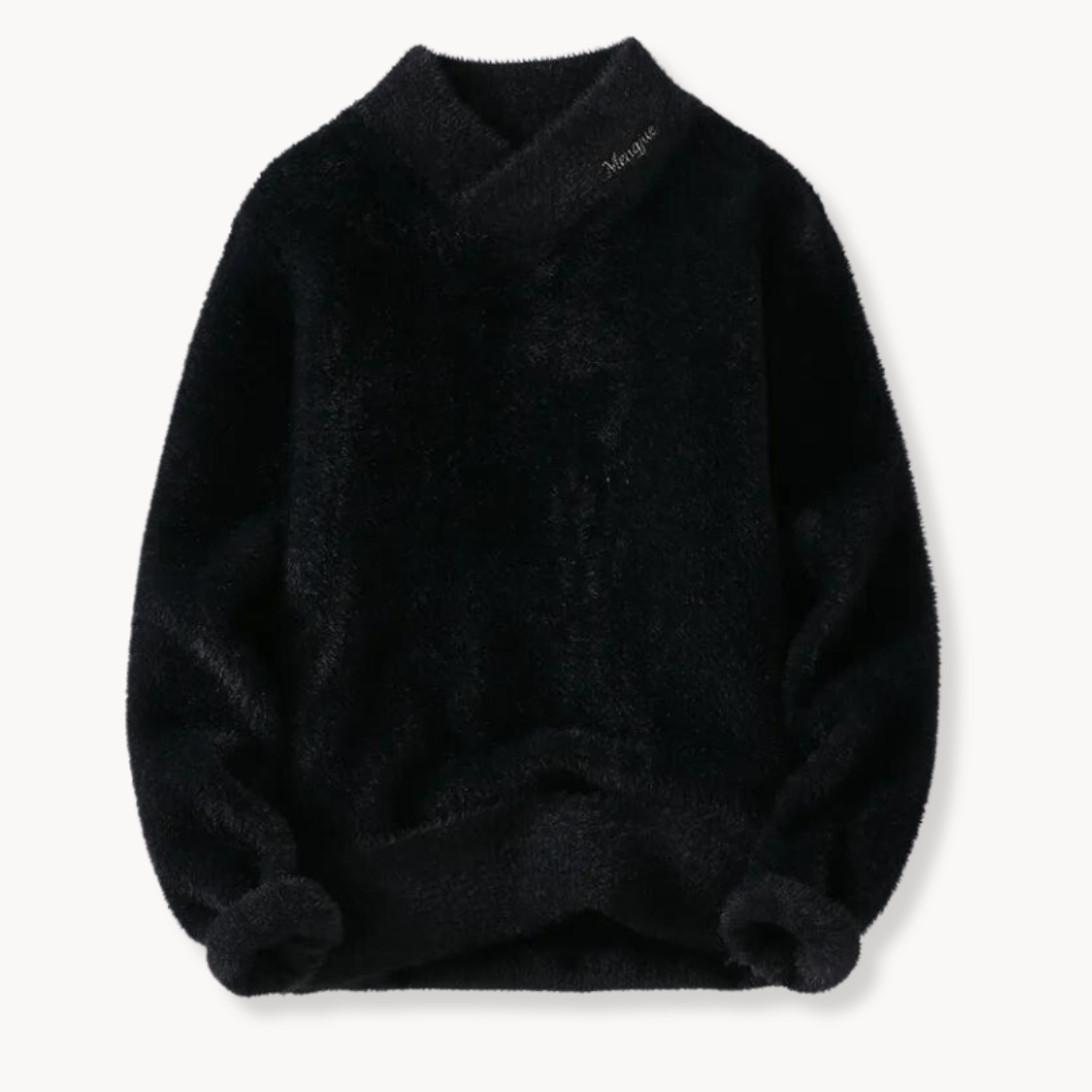 Dame Sweater Høj V-Udskæring Med Drop-Skuldersømme 2