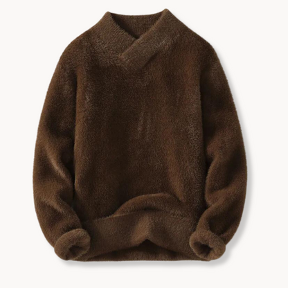 Dame Sweater Høj V-Udskæring Med Drop-Skuldersømme 3