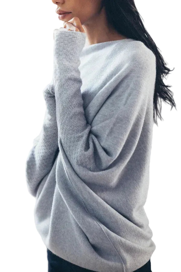 Dame Sweater Oversize Asymmetrisk Draperet 0
