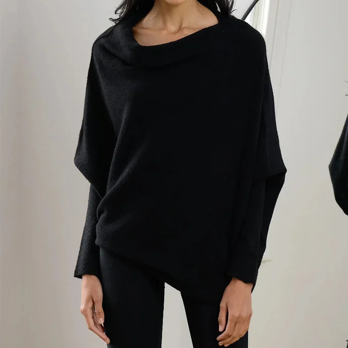 Dame Sweater Oversize Asymmetrisk Draperet 2