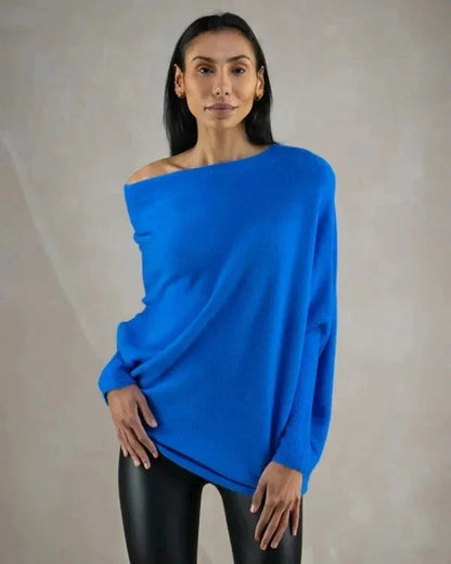 Dame Sweater Oversize Asymmetrisk Draperet 7
