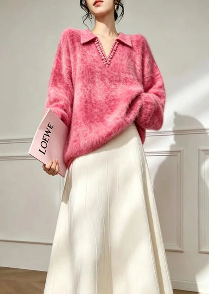 Dame Sweater V-hals med Blondekant og Polo Design 3