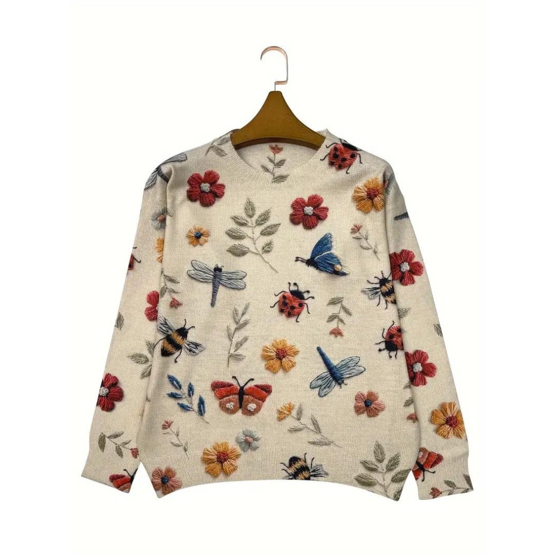 Dame Sweater med Haveprint - Unik Design til Afslappet Stil 1