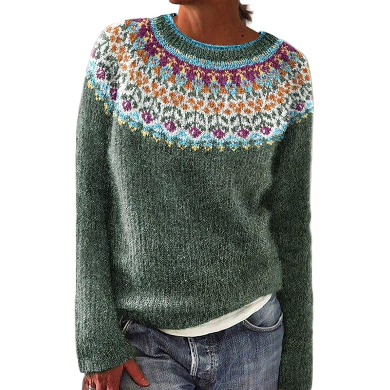 Dame Sweater med Tekstur og Blomstermønster 0