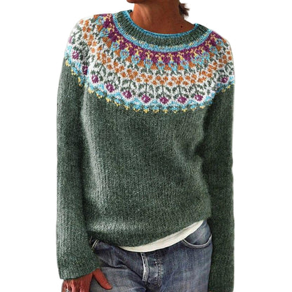 Dame Sweater med Tekstur og Blomstermønster 0