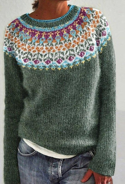 Dame Sweater med Tekstur og Blomstermønster 1