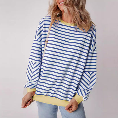 Dame Sweatshirt Boxy Snit Med Kontrasterende Trim Casual 2