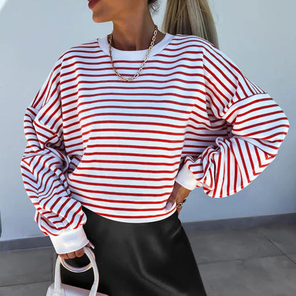 Dame Sweatshirt Boxy Snit Med Kontrasterende Trim Casual 7