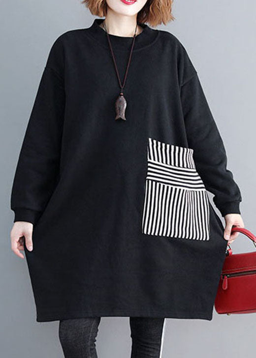 Dame Sweatshirt Kjole med Lommer og Patchwork Design 1
