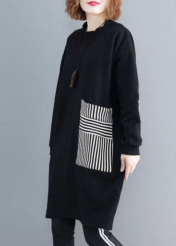 Dame Sweatshirt Kjole med Lommer og Patchwork Design 2