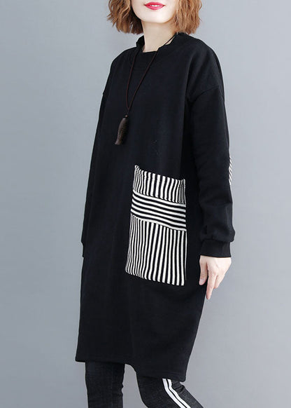 Dame Sweatshirt Kjole med Lommer og Patchwork Design 2