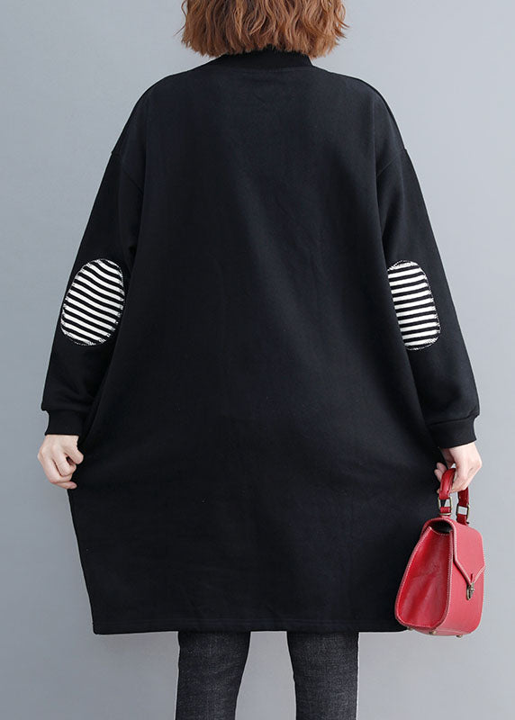 Dame Sweatshirt Kjole med Lommer og Patchwork Design 4