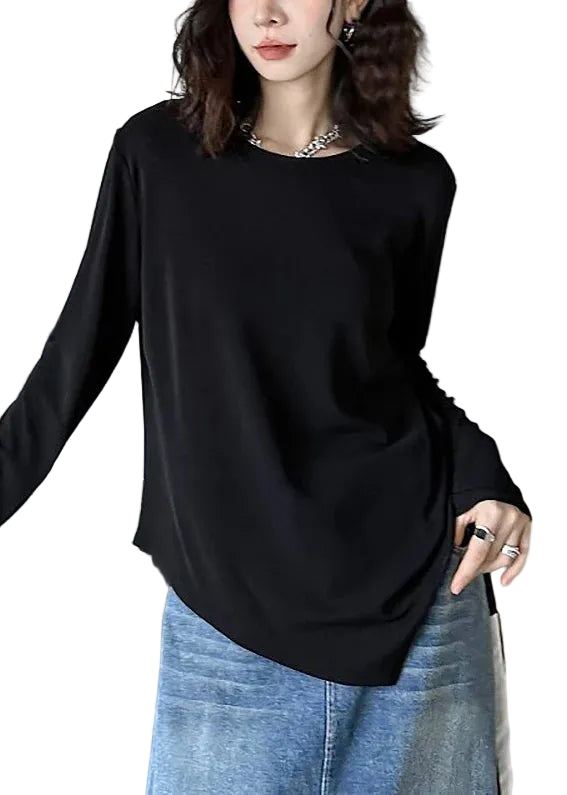 Dame Sweatshirt O-hals Asymmetrisk Design til Efterår 0