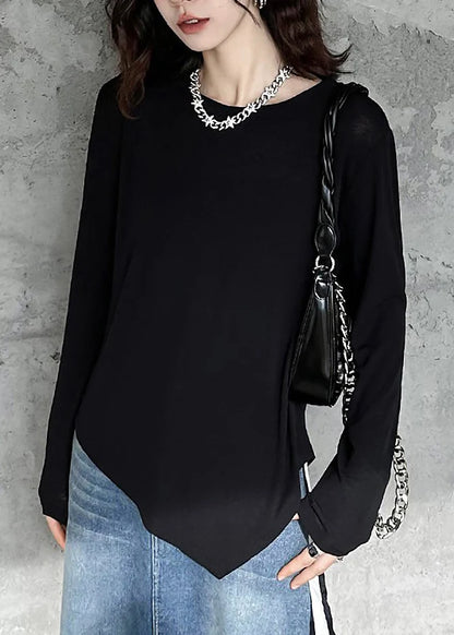 Dame Sweatshirt O-hals Asymmetrisk Design til Efterår 2