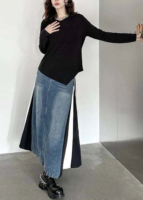 Dame Sweatshirt O-hals Asymmetrisk Design til Efterår 4