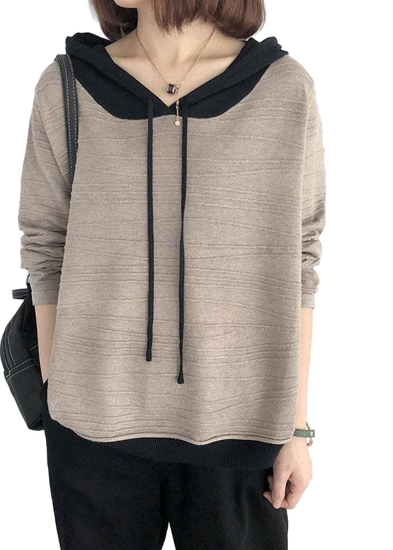 Dame Sweatshirt med Hætte og Patchwork Design 0