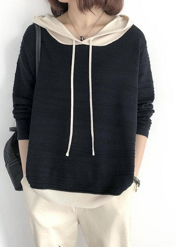Dame Sweatshirt med Hætte og Patchwork Design 1