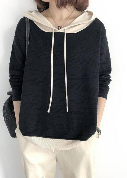 Dame Sweatshirt med Hætte og Patchwork Design 1