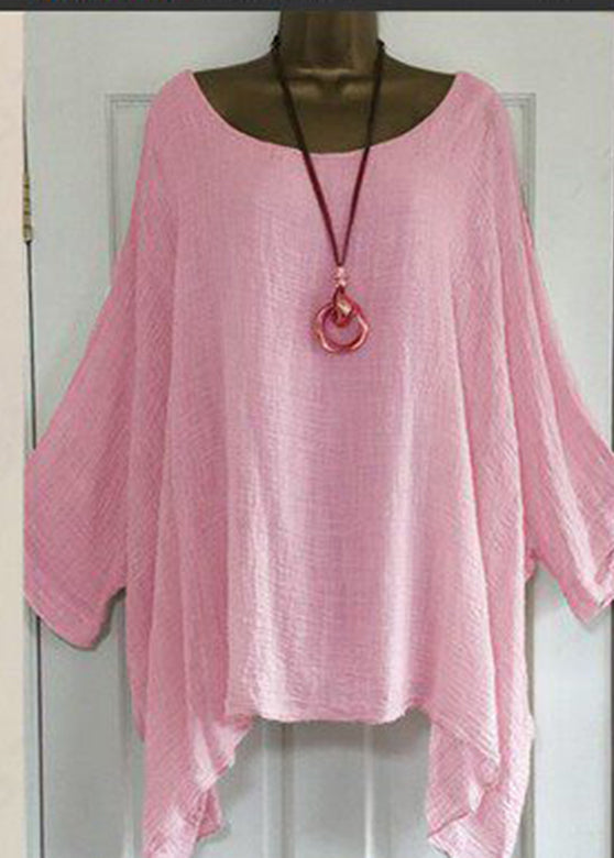 Dame T-shirt med O-hals og asymmetrisk design i plus size 1