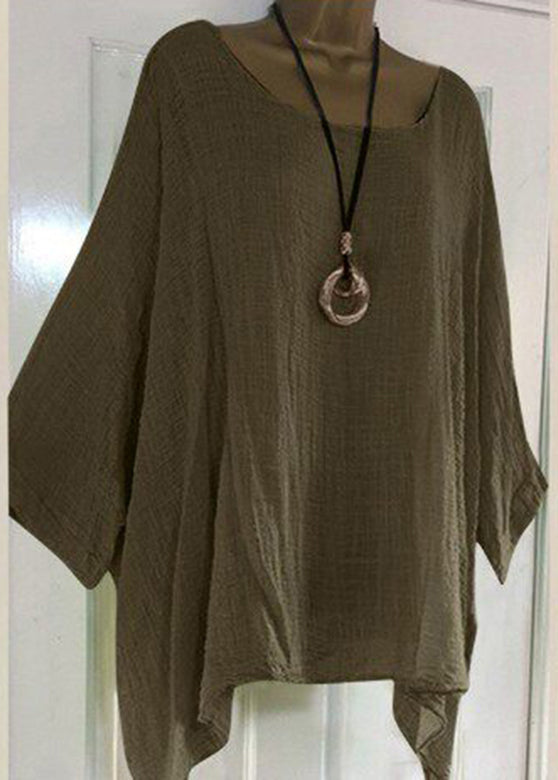 Dame T-shirt med O-hals og asymmetrisk design i plus size 2