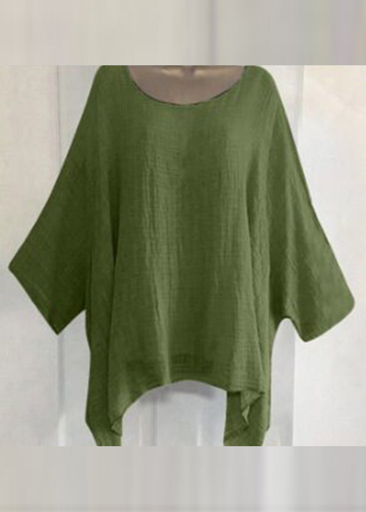 Dame T-shirt med O-hals og asymmetrisk design i plus size 3