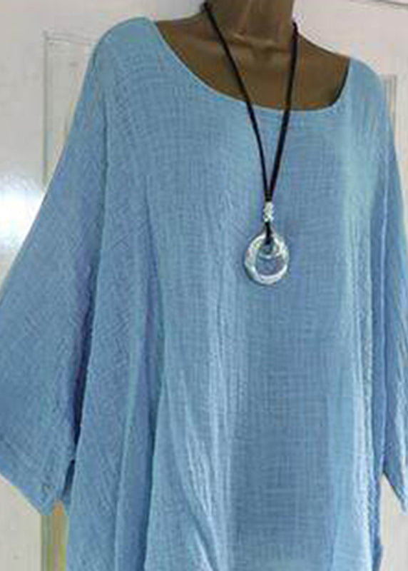 Dame T-shirt med O-hals og asymmetrisk design i plus size 4