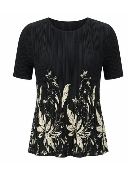 Dame T-shirt med O-hals og print i sommerstil 4