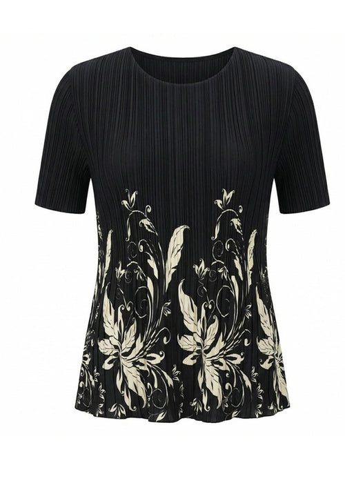 Dame T-shirt med O-hals og print i sommerstil 4