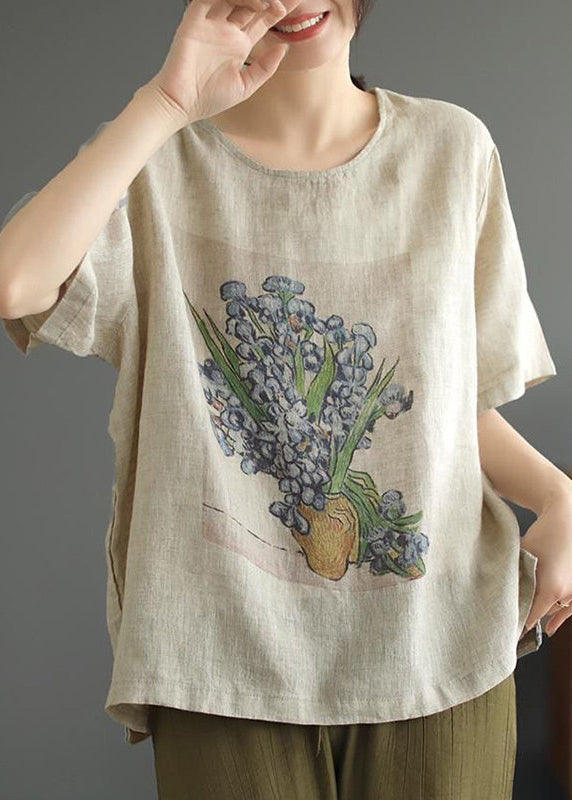 Dame T-shirt med O-hals og print til hverdag 3