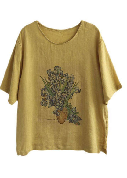 Dame T-shirt med O-hals og print til hverdag 4