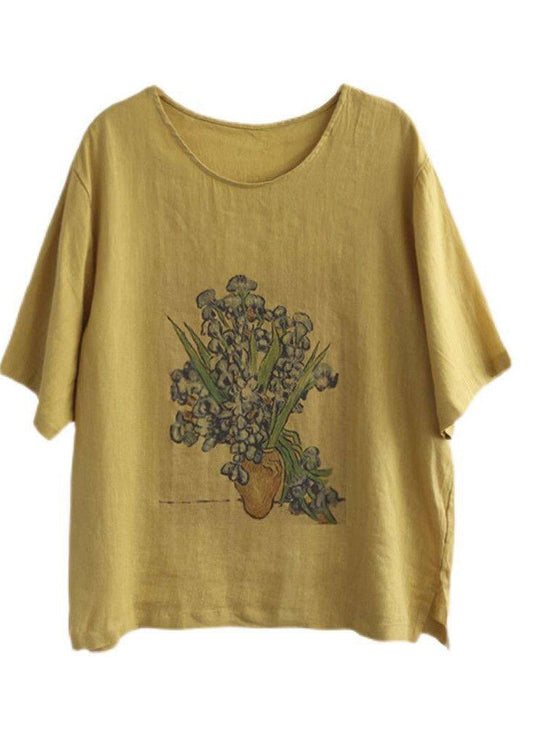 Dame T-shirt med O-hals og print til hverdag 4