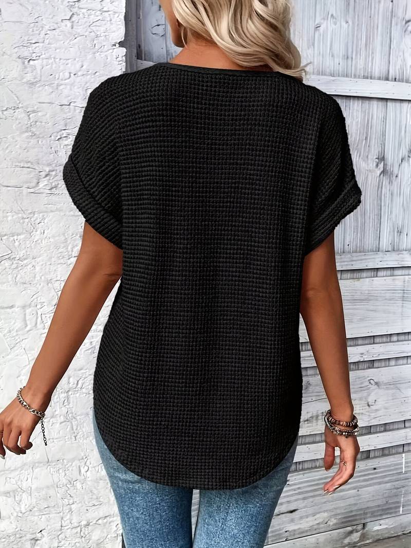 Dame T-shirt med Rund Hals og Blonder 2