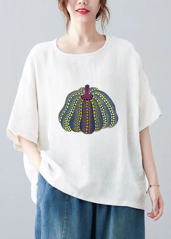 Dame T Shirt Med O-hals Og Print I Afslappet Stil 3