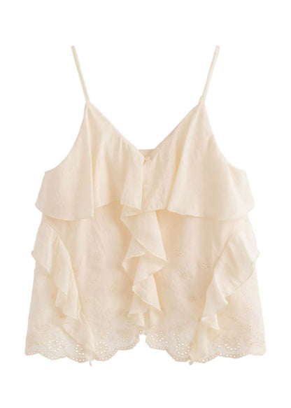 Dame Tanktop Med Flæser Og Udskæring Ærmeløs 4