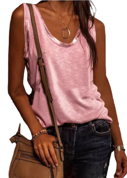 Dame Tanktop med O-hals i Sommerstil 0