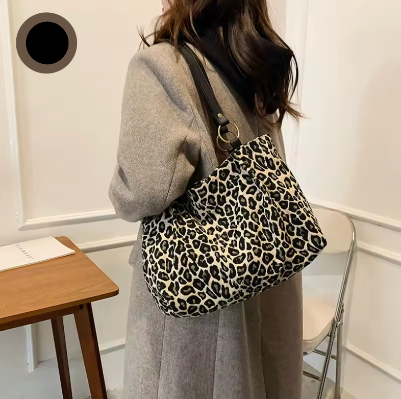 Dame Taske Rummelig Leopard Print Canvas Arbejdstaske 7